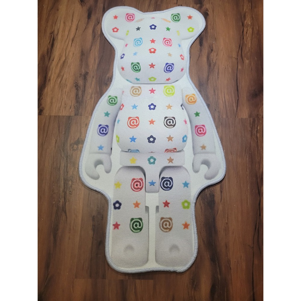 Bearbrick Style Floor Mat Rug White Multicolor At Symbol Star Flower 31" x 16"
